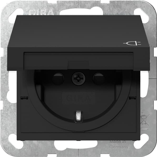 SCHUKO-Steckdose KD+Shutter SRK System 55 Schwarz matt (lackiert) 4754005
