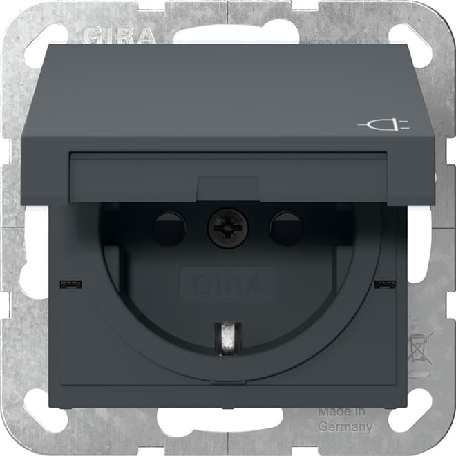 SCHUKO-Steckdose KD+Shutter SRK System 55 Anthrazit 475428