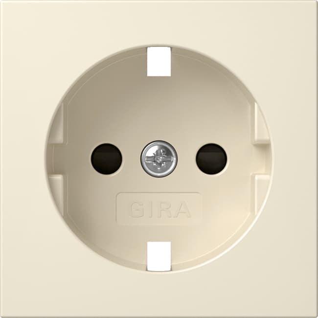 Abdeckung SCHUKO-Steckdose m.Shutter System 55 Cremeweiß glänzend 492101