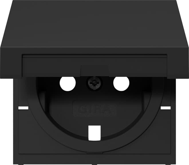 Abdeckung SCHUKO-Steckdose Klappdeckel System 55 Schwarz matt (la.) 4922005