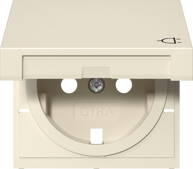 Abdeckung SCHUKO-Steckdose Klappdeckel System 55 Cremeweiß glänzend 492201