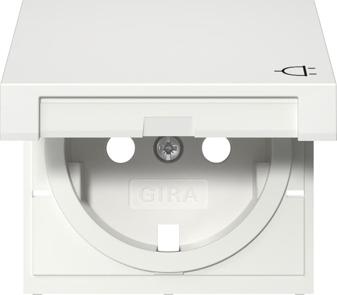 Abdeckung SCHUKO-Steckdose Klappdeckel System 55 Reinweiß seidenm. 492227