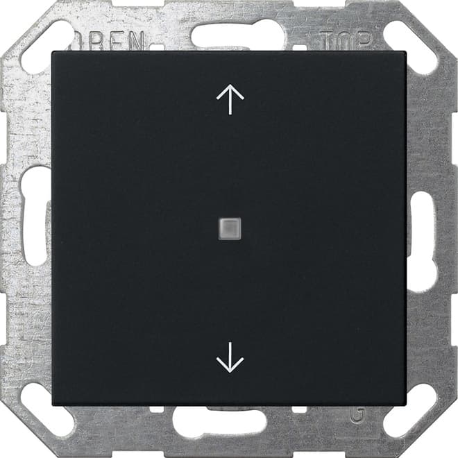 Taster Wippe 1fach Pfeile OneKNX System 55 Schwarz matt (lackiert) 5172005