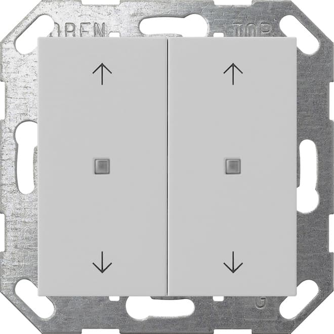 Taster Wippe 2fach Pfeile OneKNX System 55 Grau matt (lackiert) 5174015