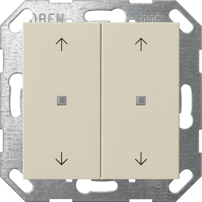 Taster Wippe 2fach Pfeile OneKNX System 55 Cremeweiß glänzend 517401