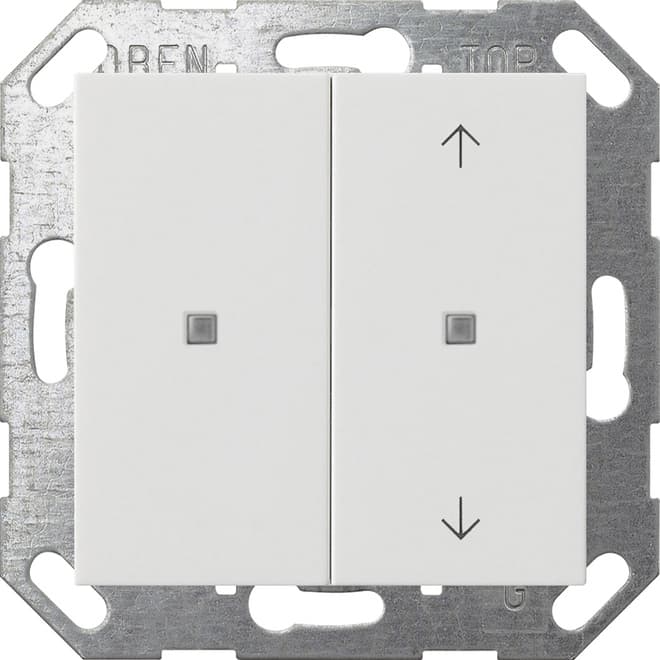 Taster Wippe 2fach unbedr./ Pfeile OneKNX System 55 Reinweiß gl. 517503